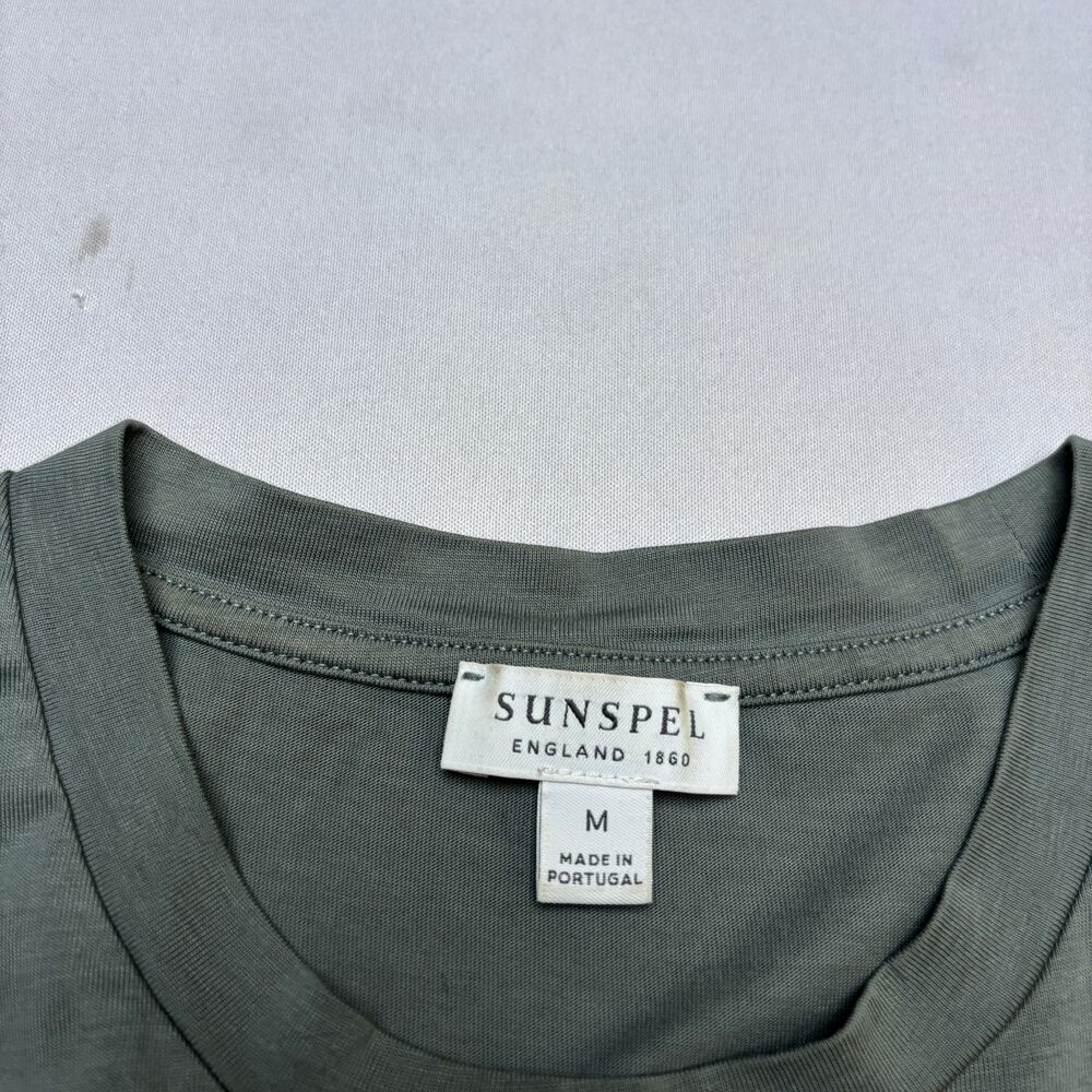 Sunspel Riviera Midweight Short Sleeve T Shirt Men's Medium Green - Picture 6 of 12